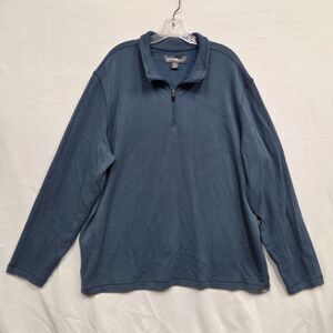 EDDIE BAUER Mens Zip Neck 2XL Blue Top Long Sleeve Cotton Blend